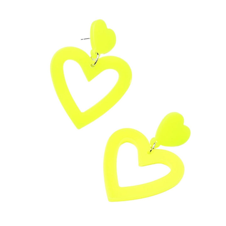 1 Pair Stud Earrings Lightweight Heart Acrylic Pendant Earrings Hypoallergenic Colorful Simple for Women Image 4