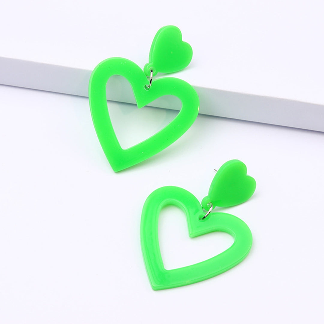 1 Pair Stud Earrings Lightweight Heart Acrylic Pendant Earrings Hypoallergenic Colorful Simple for Women Image 11