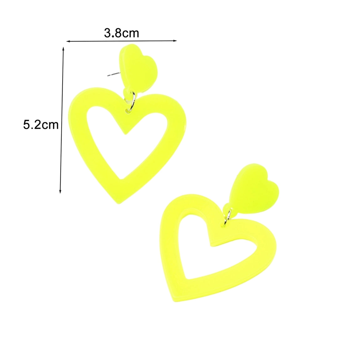 1 Pair Stud Earrings Lightweight Heart Acrylic Pendant Earrings Hypoallergenic Colorful Simple for Women Image 12