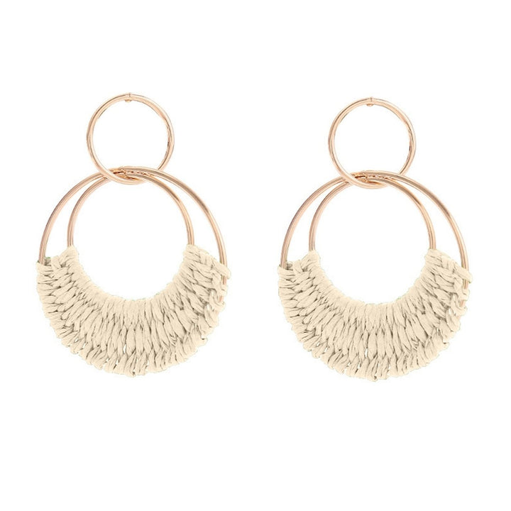 1 Pair Raffia Drop Hoop Accessories Perfect Gift Image 1