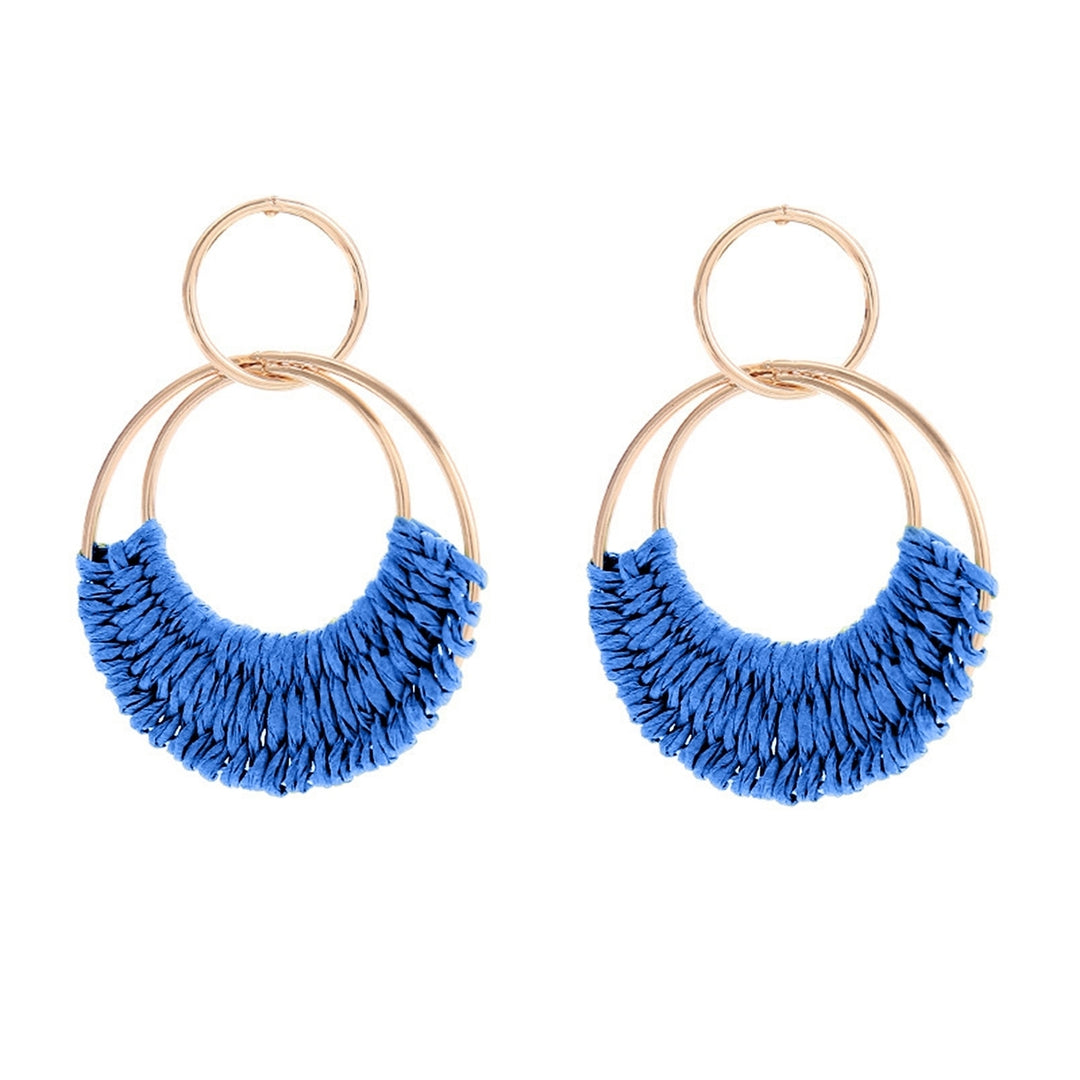 1 Pair Raffia Drop Hoop Accessories Perfect Gift Image 6