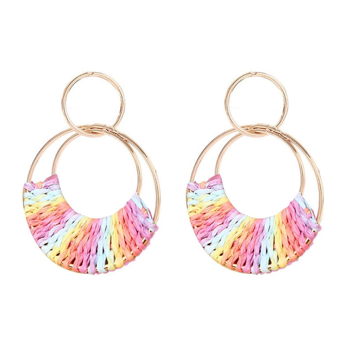 1 Pair Raffia Drop Hoop Accessories Perfect Gift Image 1