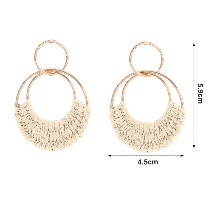 1 Pair Raffia Drop Hoop Accessories Perfect Gift Image 11