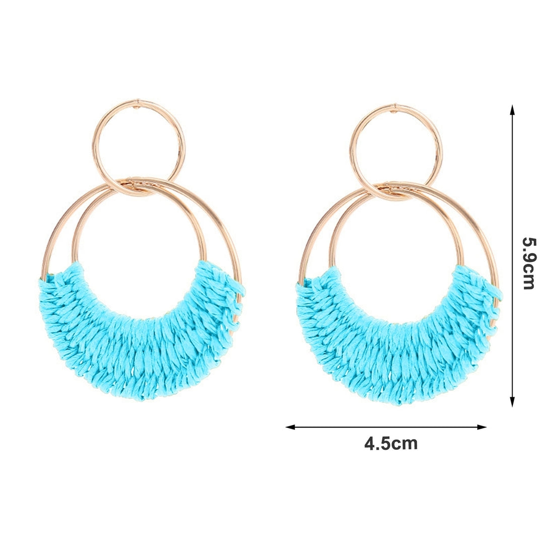 1 Pair Raffia Drop Hoop Accessories Perfect Gift Image 12