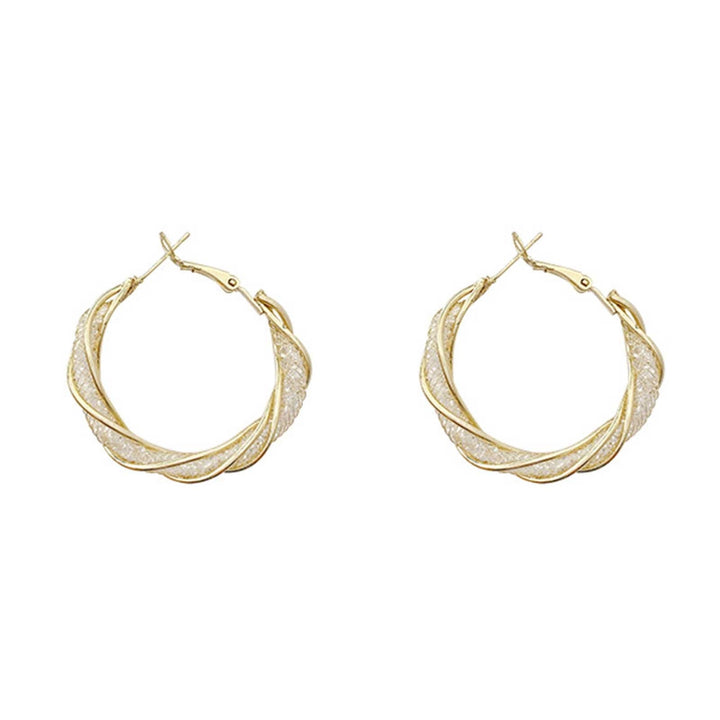 1 Pair Twisting Hoop Earrings Geometric Elegant Hypoallergenic Silver Color Golden Alloy Girls Earrings Fashion Image 7