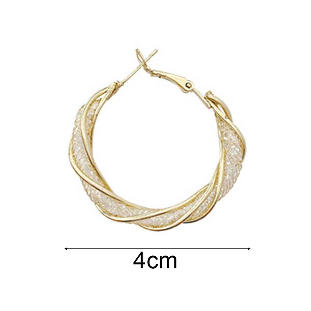 1 Pair Twisting Hoop Earrings Geometric Elegant Hypoallergenic Silver Color Golden Alloy Girls Earrings Fashion Image 8