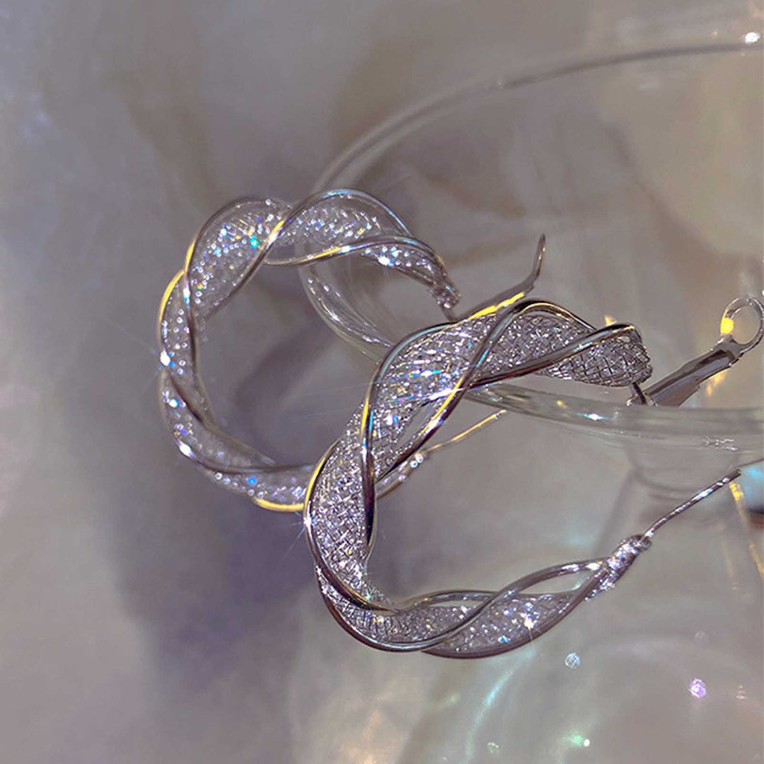 1 Pair Twisting Hoop Earrings Geometric Elegant Hypoallergenic Silver Color Golden Alloy Girls Earrings Fashion Image 10