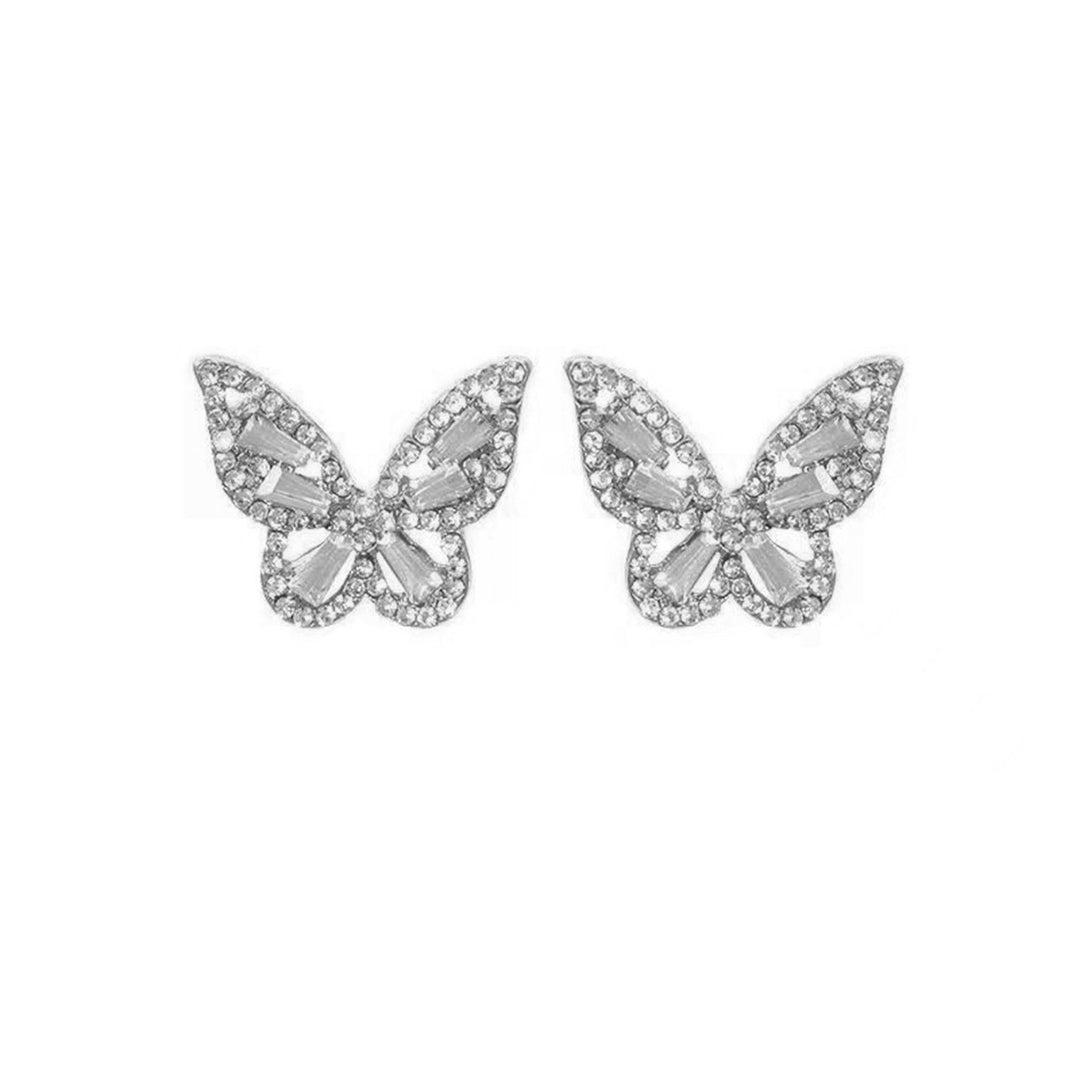 1 Pair Ear Studs Butterfly Lady Prom Party Earrings Image 1