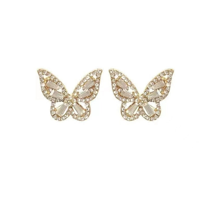 1 Pair Ear Studs Butterfly Lady Prom Party Earrings Image 1