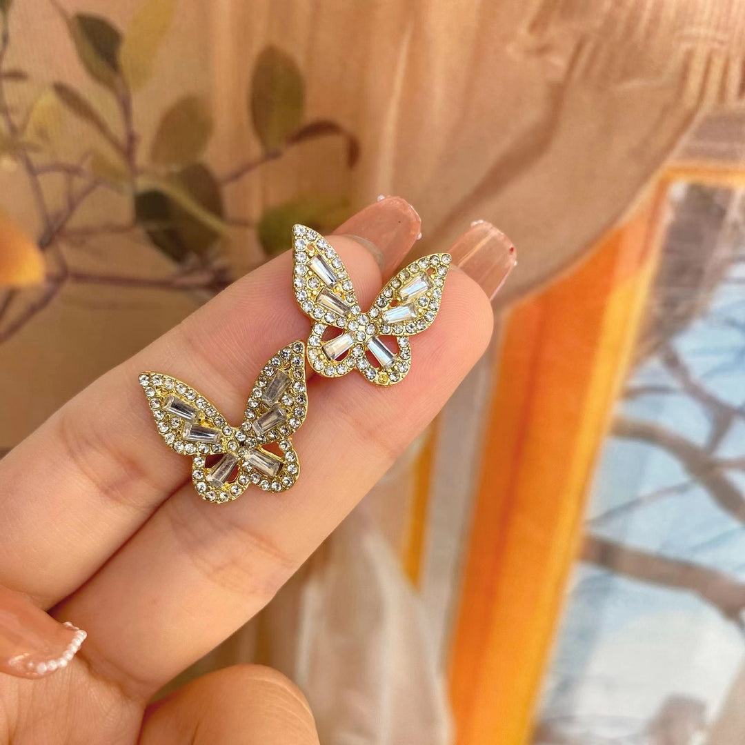 1 Pair Ear Studs Butterfly Lady Prom Party Earrings Image 10