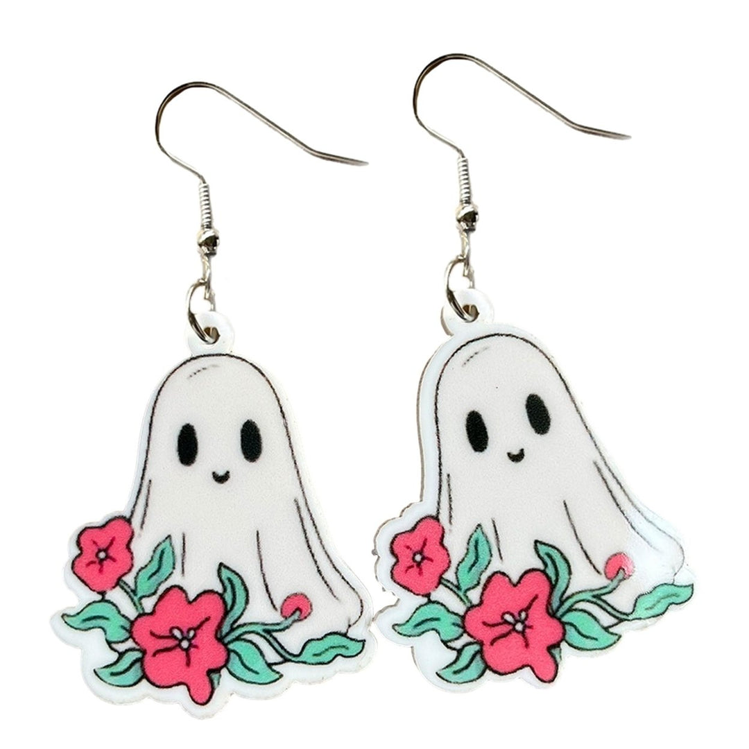 1 Pair Cute Halloween Ghost Pumpkin Skull Castle Bat Shape Acrylic Dangle Earrings Women Girls Funny Jewelry Image 1