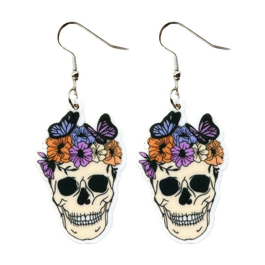1 Pair Cute Halloween Ghost Pumpkin Skull Castle Bat Shape Acrylic Dangle Earrings Women Girls Funny Jewelry Image 4