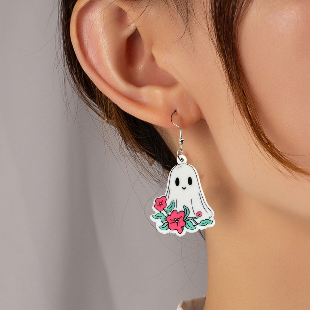 1 Pair Cute Halloween Ghost Pumpkin Skull Castle Bat Shape Acrylic Dangle Earrings Women Girls Funny Jewelry Image 10