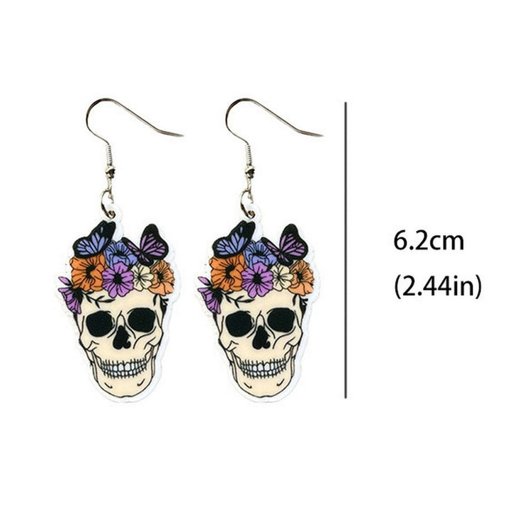 1 Pair Cute Halloween Ghost Pumpkin Skull Castle Bat Shape Acrylic Dangle Earrings Women Girls Funny Jewelry Image 11
