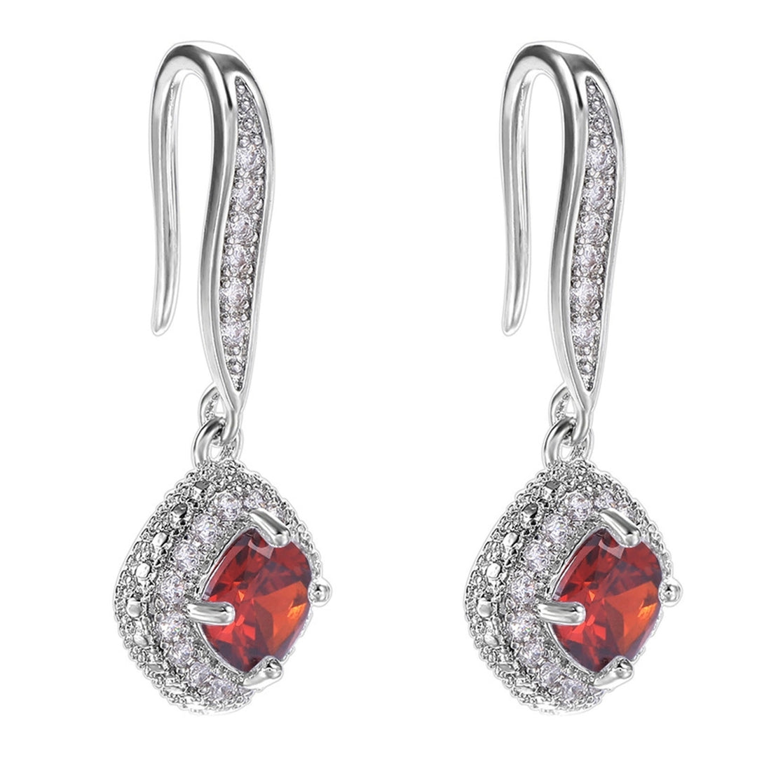 1 Pair Elegant Women Drop Earrings Cubic Zirconia Shining Rhinestones Dangle Hook Earrings Birthday Jewelry Party Gift Image 3