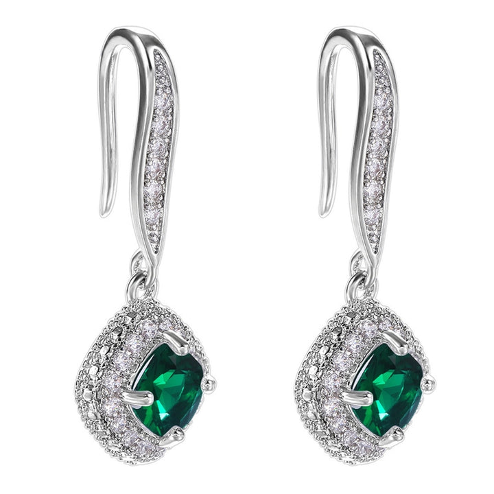 1 Pair Elegant Women Drop Earrings Cubic Zirconia Shining Rhinestones Dangle Hook Earrings Birthday Jewelry Party Gift Image 6