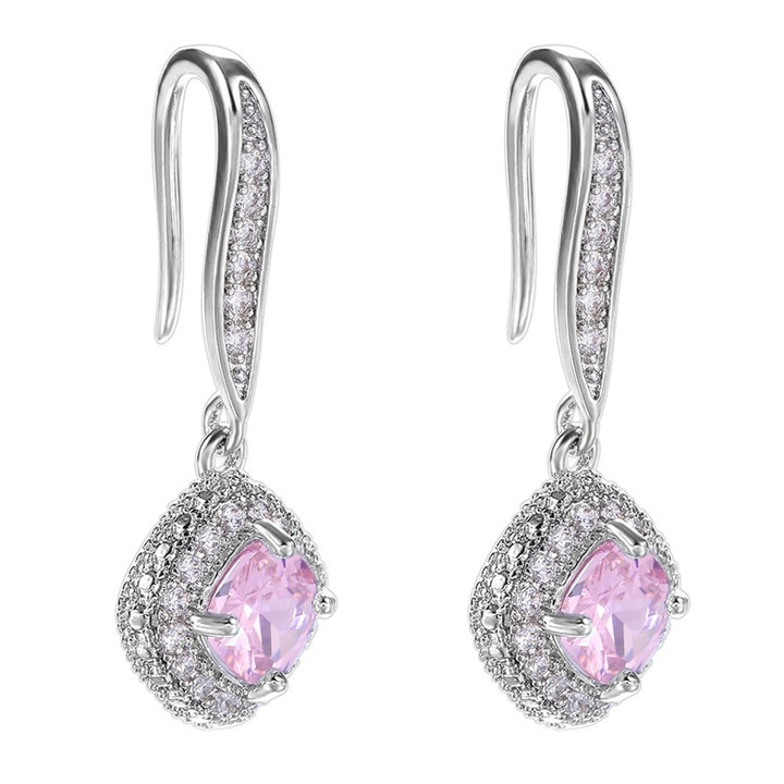 1 Pair Elegant Women Drop Earrings Cubic Zirconia Shining Rhinestones Dangle Hook Earrings Birthday Jewelry Party Gift Image 7