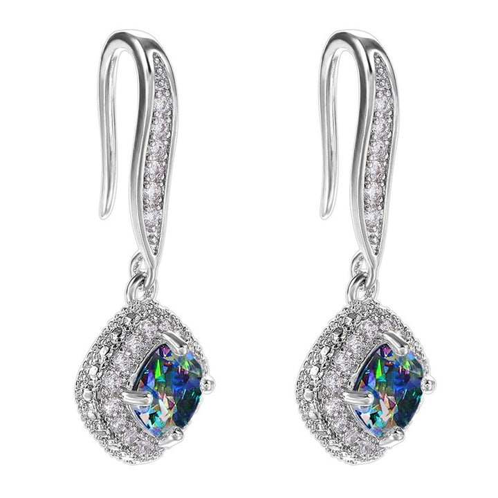 1 Pair Elegant Women Drop Earrings Cubic Zirconia Shining Rhinestones Dangle Hook Earrings Birthday Jewelry Party Gift Image 8