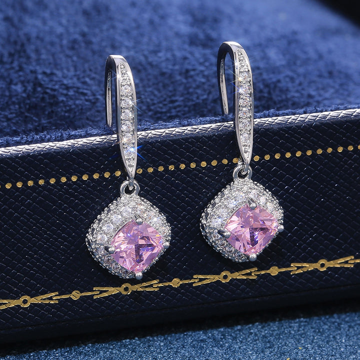 1 Pair Elegant Women Drop Earrings Cubic Zirconia Shining Rhinestones Dangle Hook Earrings Birthday Jewelry Party Gift Image 9