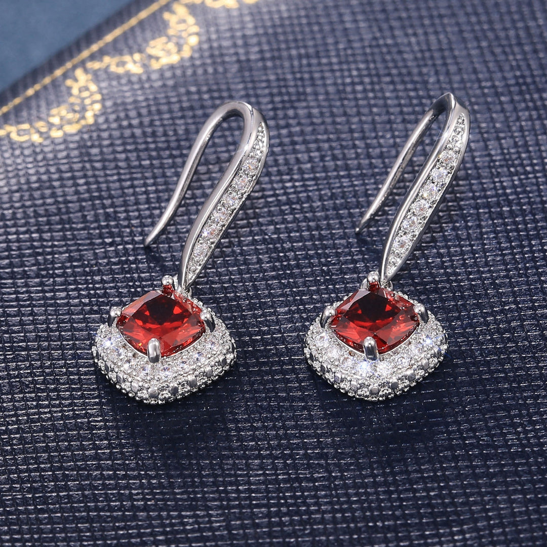 1 Pair Elegant Women Drop Earrings Cubic Zirconia Shining Rhinestones Dangle Hook Earrings Birthday Jewelry Party Gift Image 10
