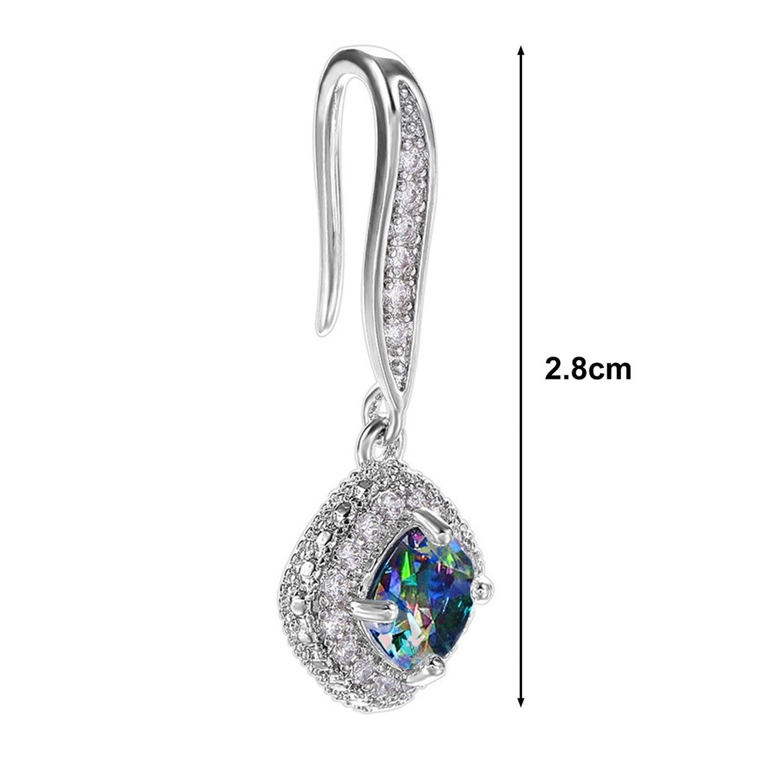 1 Pair Elegant Women Drop Earrings Cubic Zirconia Shining Rhinestones Dangle Hook Earrings Birthday Jewelry Party Gift Image 12