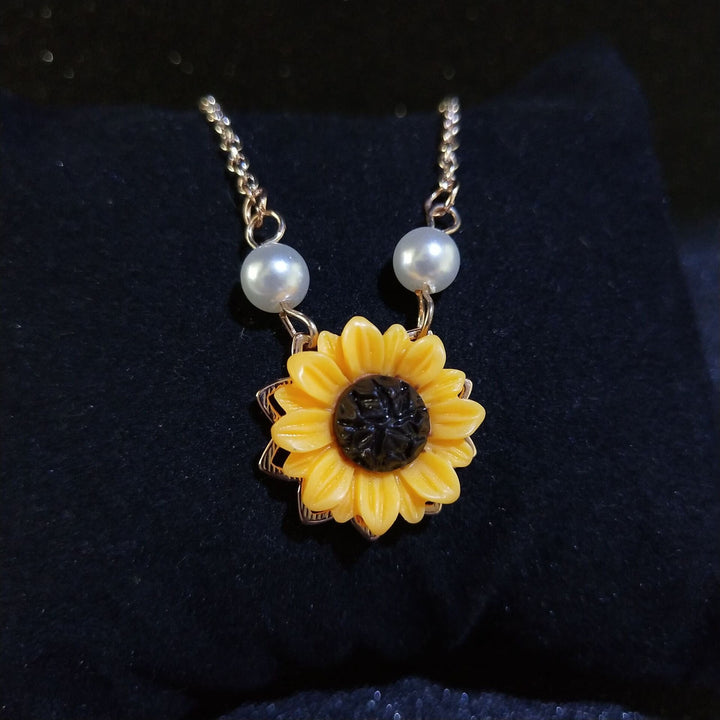 Women Necklace Faux Pearl Sunflower Pendant Exquisite Lightweight Stainless Neck Decoration Jewelry Holdiay Gift Lady Image 9