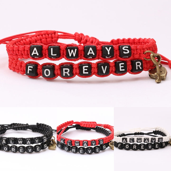 2 Pcs/set Couple Bracelet Manual Braided Romantic Love Always and Forever Lady Bangles Jewelry Image 1