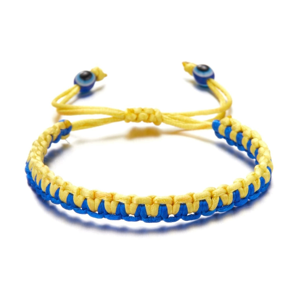 Handmade Adjustable Rope Bracelet Cord Ukrainian Flag Color Braided Wristband Photo Props Image 2