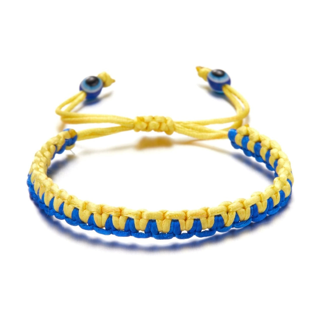 Handmade Adjustable Rope Bracelet Cord Ukrainian Flag Color Braided Wristband Photo Props Image 2