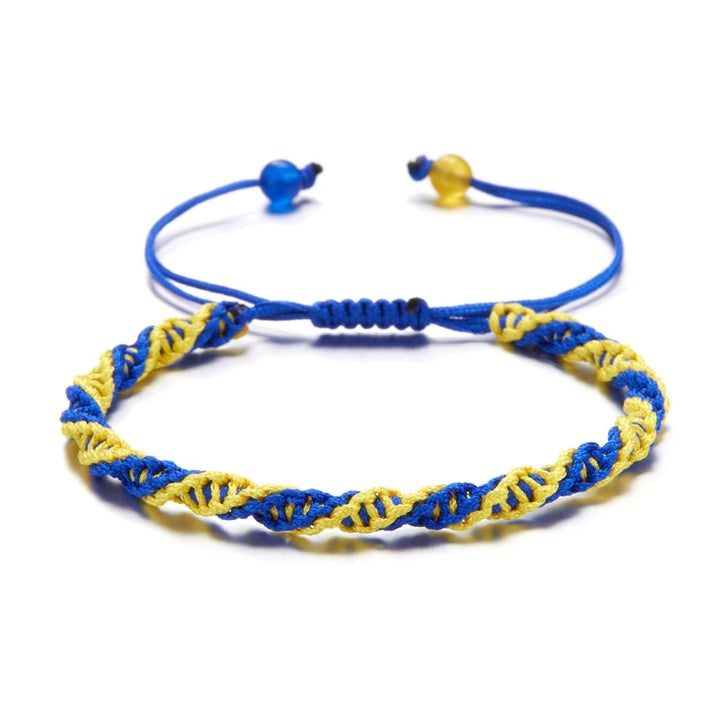 Handmade Adjustable Rope Bracelet Cord Ukrainian Flag Color Braided Wristband Photo Props Image 3