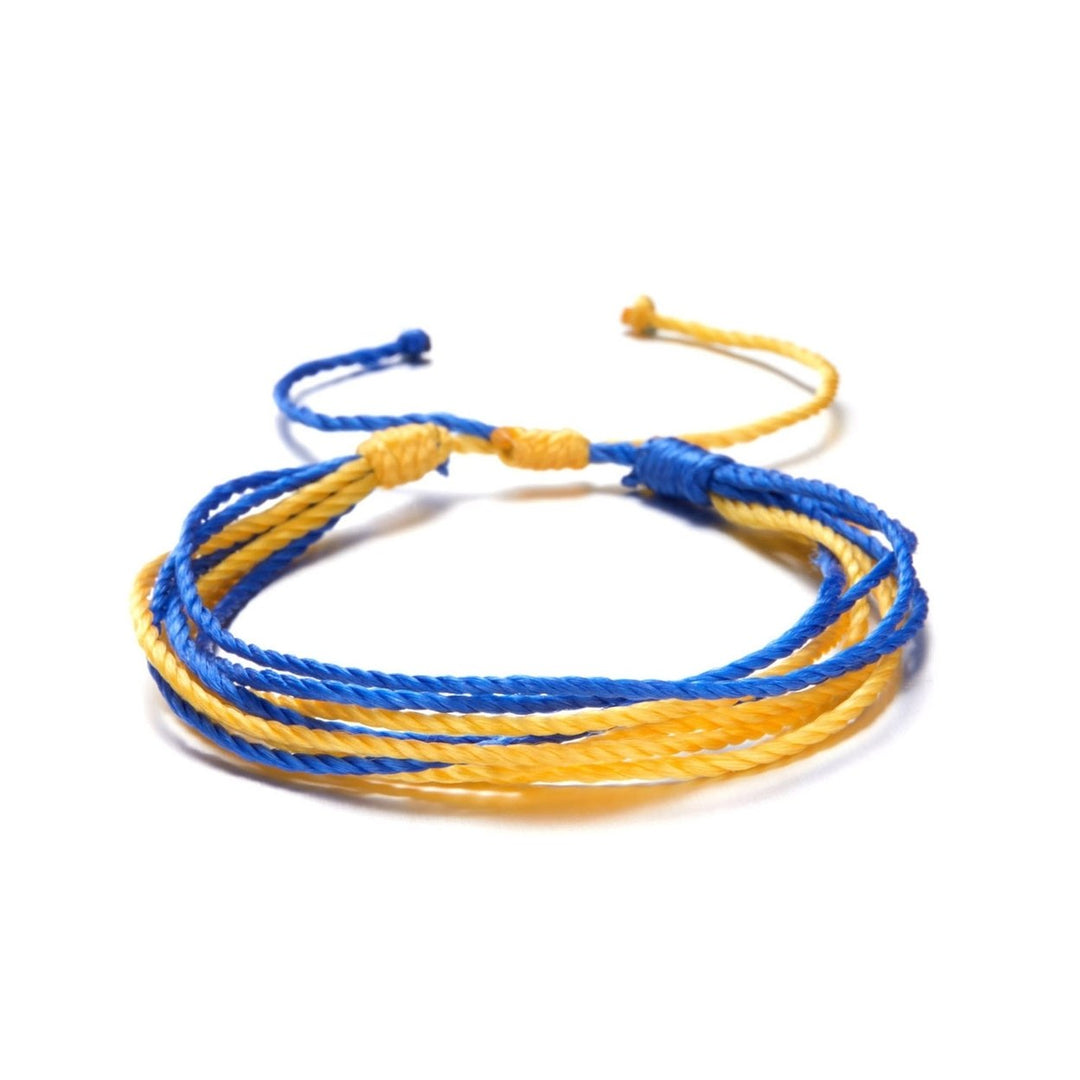 Handmade Adjustable Rope Bracelet Cord Ukrainian Flag Color Braided Wristband Photo Props Image 4