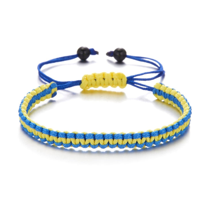 Handmade Adjustable Rope Bracelet Cord Ukrainian Flag Color Braided Wristband Photo Props Image 7