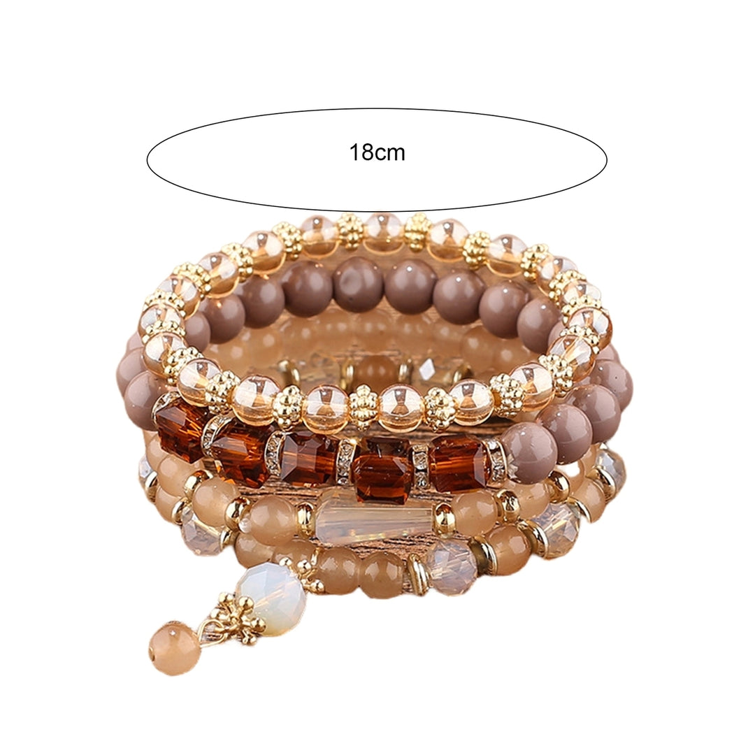 4Pcs Women Bracelets Multilayer Faux Glaze Jewelry Elasticity Tassel Bangles for Beach Image 12