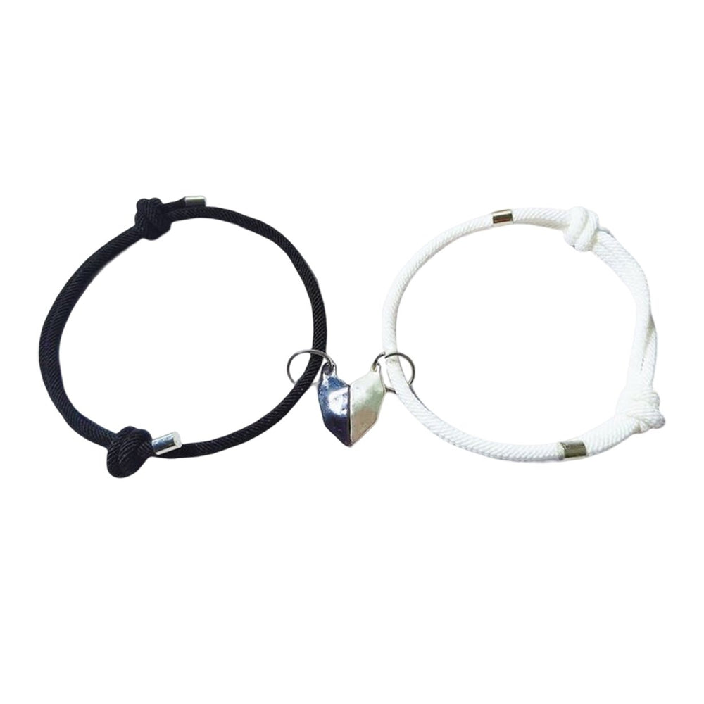 1 Pair Couple Bracelet Magnetic Romantic Love Unisex Heart Shape Adjustable Length Men Bracelet Jewelry Image 2