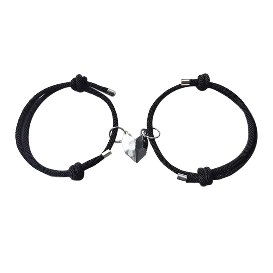1 Pair Couple Bracelet Magnetic Romantic Love Unisex Heart Shape Adjustable Length Men Bracelet Jewelry Image 1