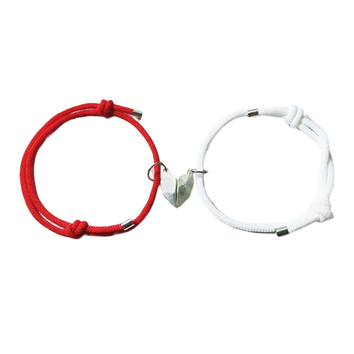1 Pair Couple Bracelet Magnetic Romantic Love Unisex Heart Shape Adjustable Length Men Bracelet Jewelry Image 4
