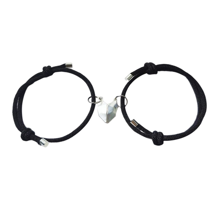1 Pair Couple Bracelet Magnetic Romantic Love Unisex Heart Shape Adjustable Length Men Bracelet Jewelry Image 4