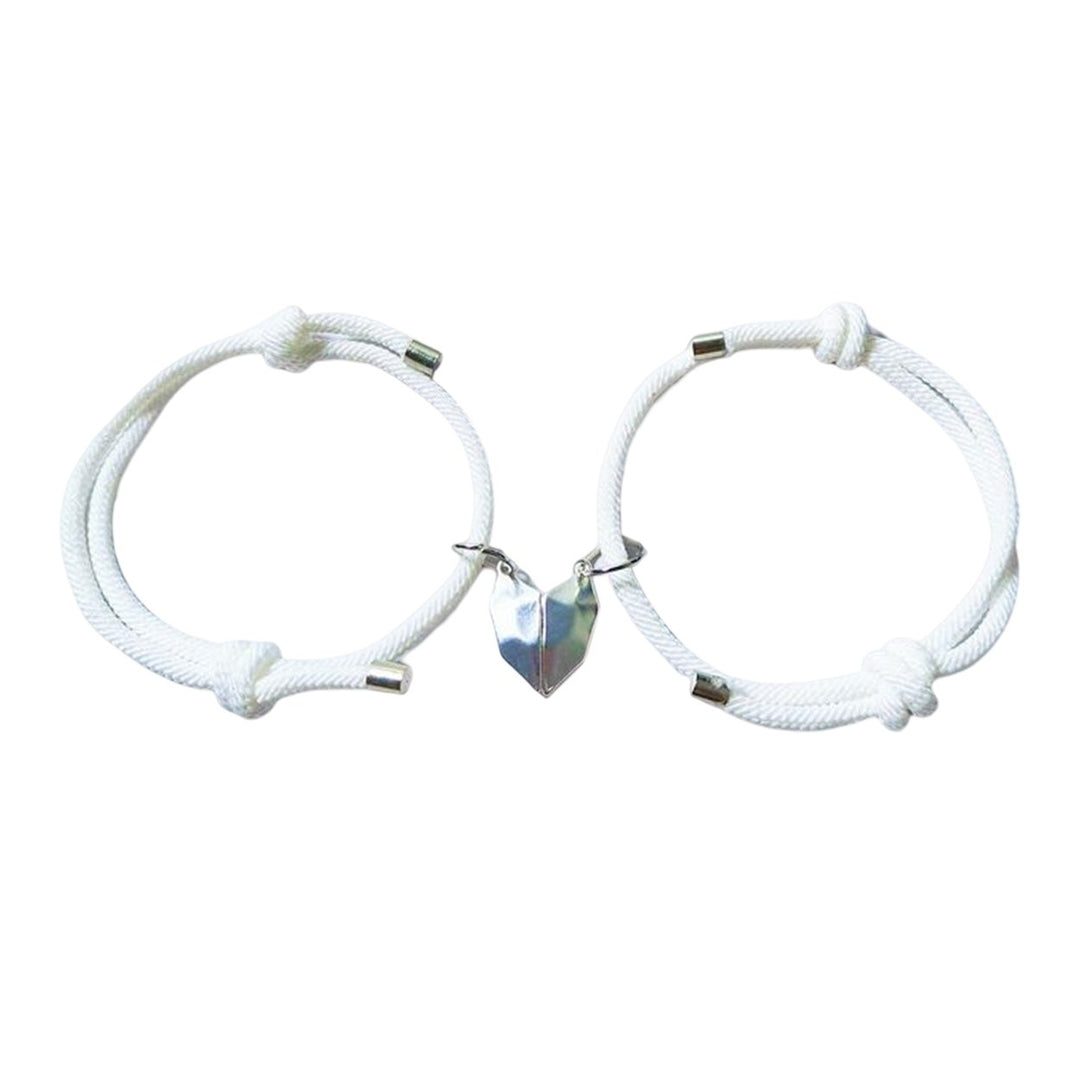 1 Pair Couple Bracelet Magnetic Romantic Love Unisex Heart Shape Adjustable Length Men Bracelet Jewelry Image 6