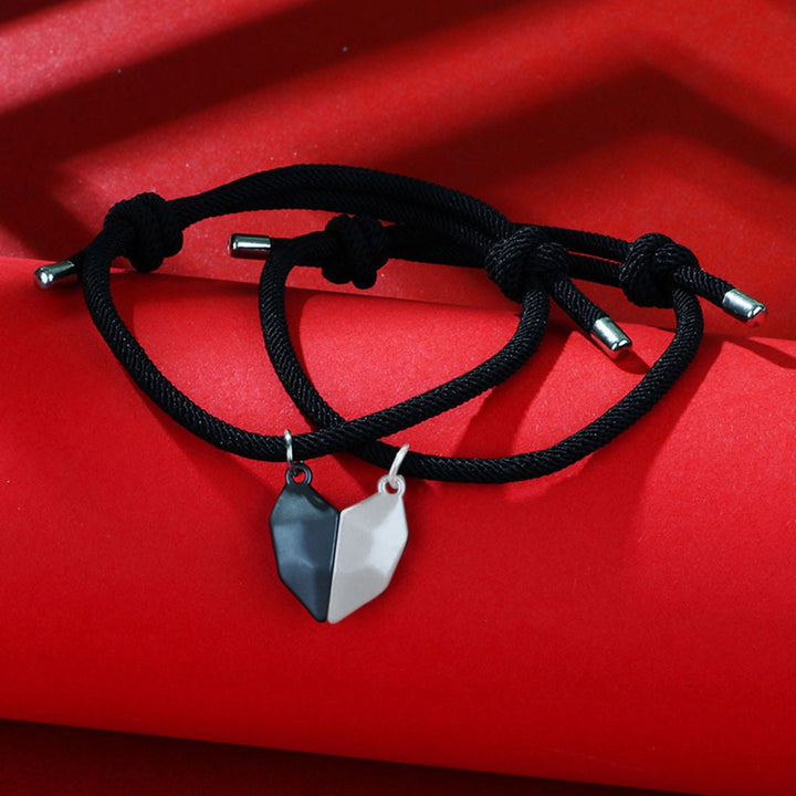 1 Pair Couple Bracelet Magnetic Romantic Love Unisex Heart Shape Adjustable Length Men Bracelet Jewelry Image 8