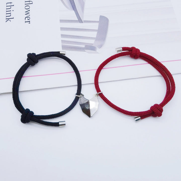 1 Pair Couple Bracelet Magnetic Romantic Love Unisex Heart Shape Adjustable Length Men Bracelet Jewelry Image 9