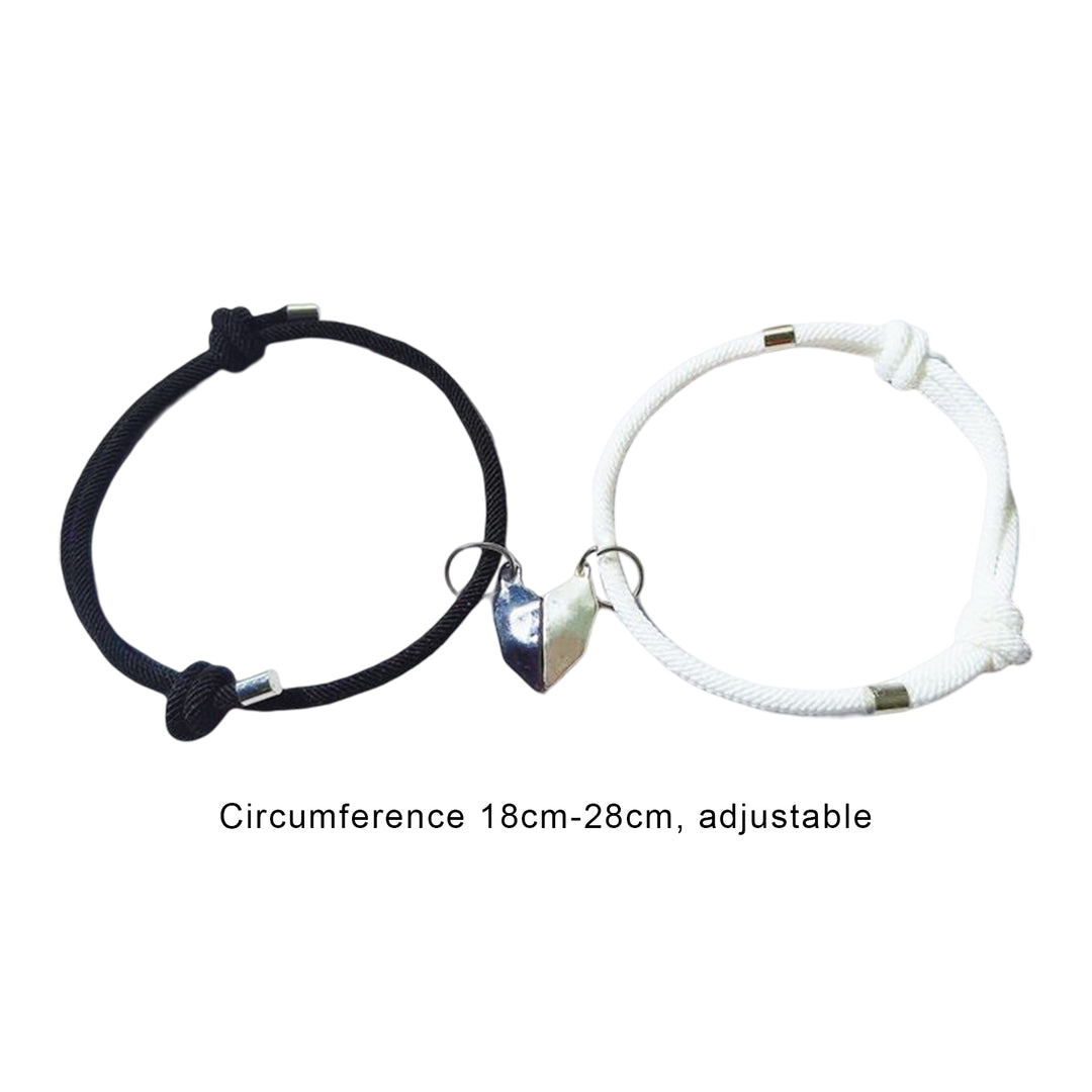 1 Pair Couple Bracelet Magnetic Romantic Love Unisex Heart Shape Adjustable Length Men Bracelet Jewelry Image 11
