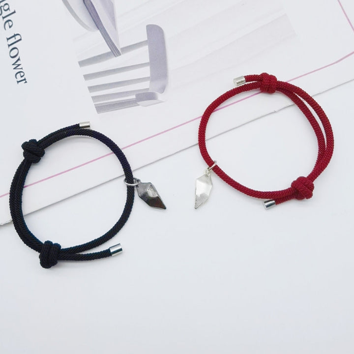 1 Pair Couple Bracelet Magnetic Romantic Love Unisex Heart Shape Adjustable Length Men Bracelet Jewelry Image 12