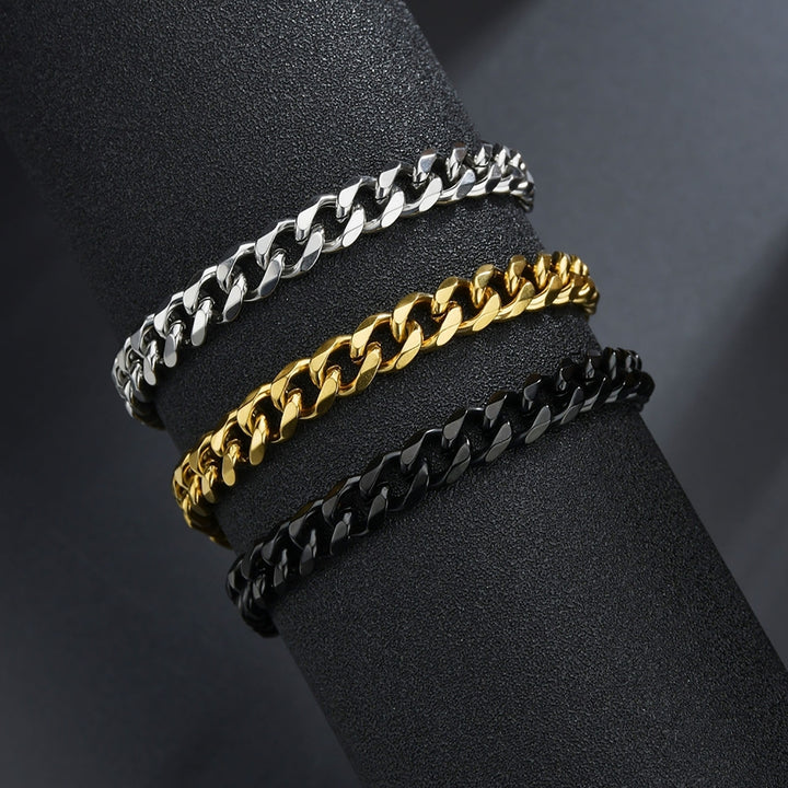 Men Bracelet Chain Plated Stainless Steel Hip Hop Geometric Cuban Link Bracelet Fashion Jewellery Image 1