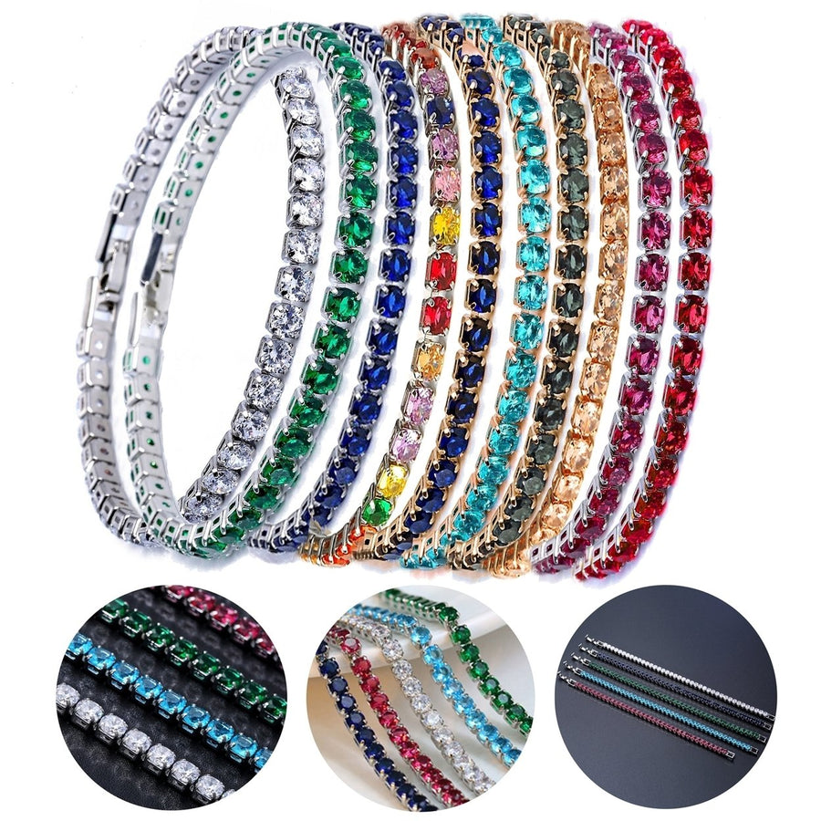 Chic Bracelet Rhinestone Delicate Exquisite Multicolor Sparkling Dress-up Ravishing Tennis Bracelet Women Wrist Jewelry Image 1