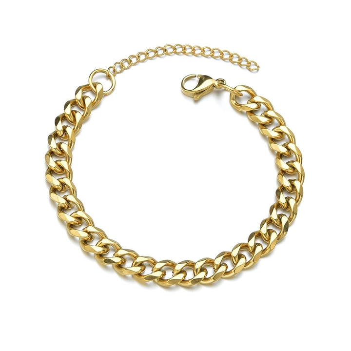 Men Bracelet Chain Plated Stainless Steel Hip Hop Geometric Cuban Link Bracelet Fashion Jewellery Image 1