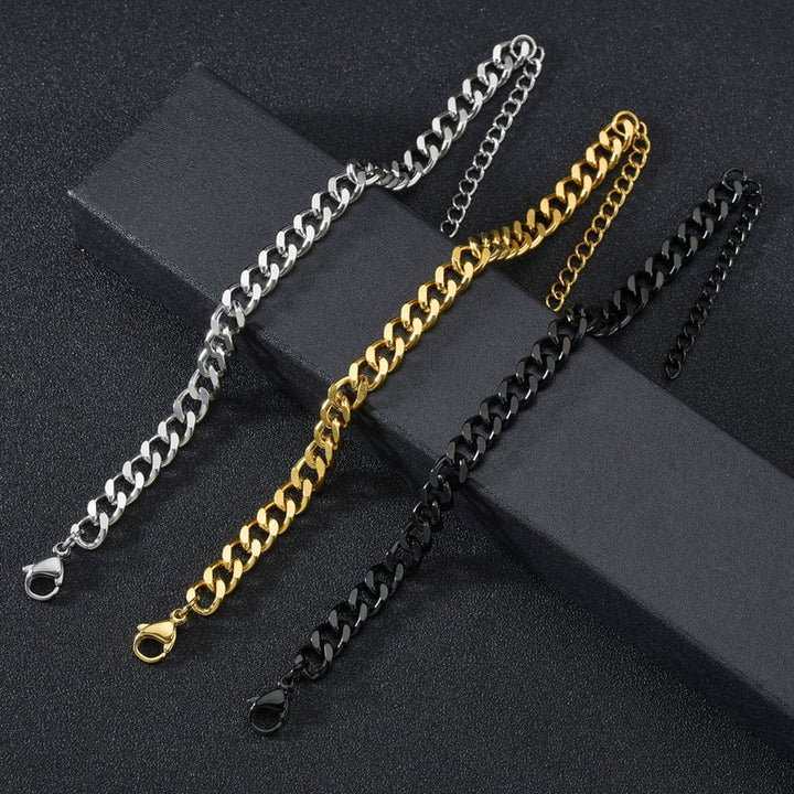 Men Bracelet Chain Plated Stainless Steel Hip Hop Geometric Cuban Link Bracelet Fashion Jewellery Image 4