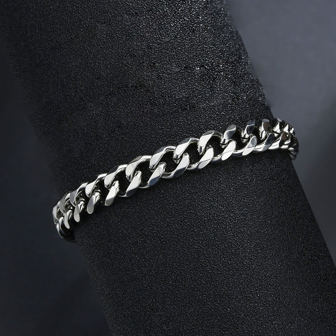 Men Bracelet Chain Plated Stainless Steel Hip Hop Geometric Cuban Link Bracelet Fashion Jewellery Image 12