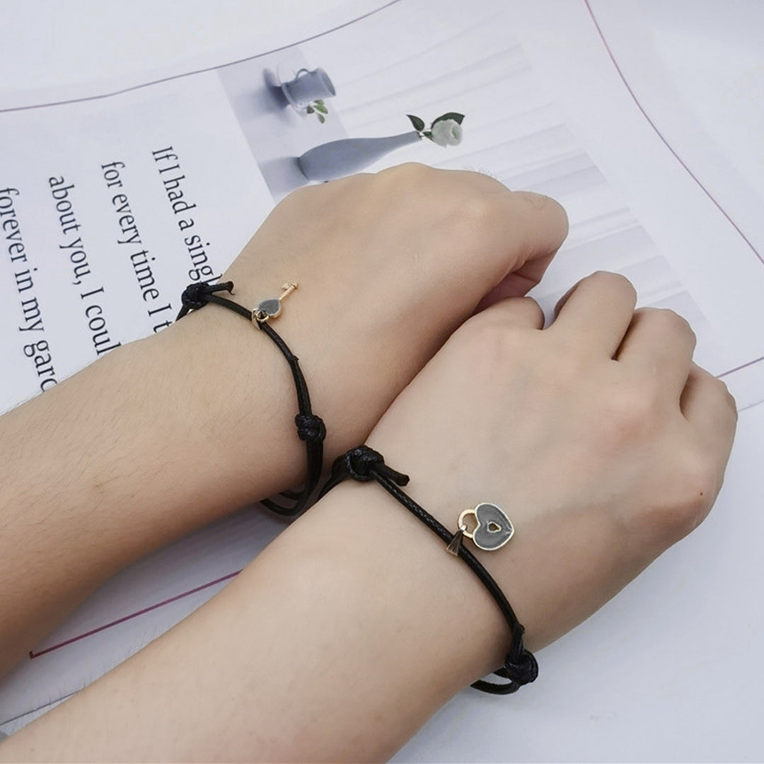 1 Pair Couple Bracelets Magnetic Jewelry for Daily Life Image 2