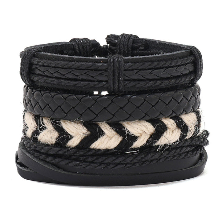 4Pcs/Set Beads Elastic Rope Adjustable DIY Braided Bracelets Men Handmade Woven Faux Leather Bracelets Jewelry Image 7