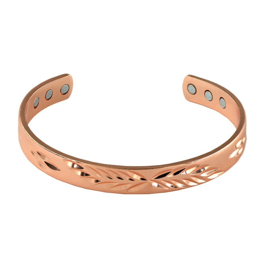 Opening Bangle Adjustable Electroplating Wide Elegant Polished Gift Rose Golden Color Men Women Leaves Pattern Cuff Image 4